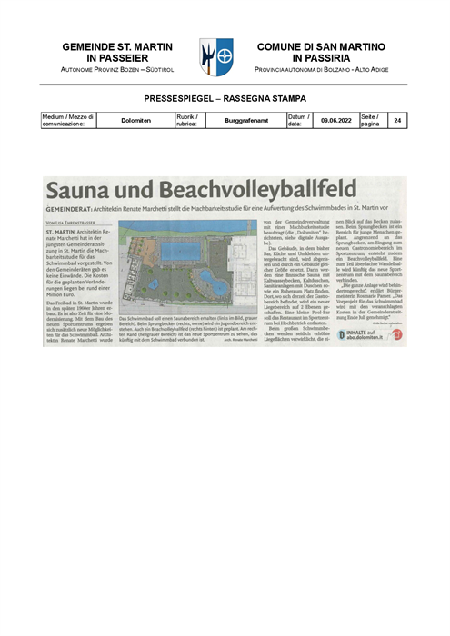 Dolomiten - Sauna und Beachvolleyballfeld