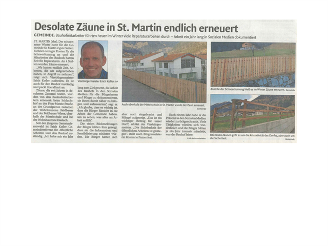 Dolomiten - Desolate Zäune in St. Martin endlich erneuert