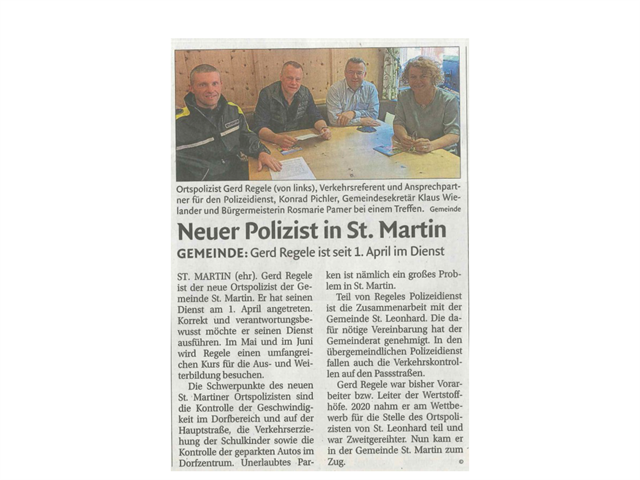 Dolomiten - Neuer Polizist in St. Martin