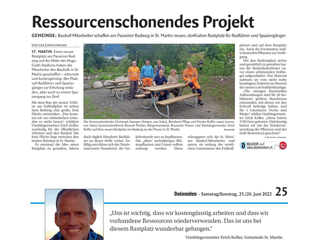 Dolomiten - Ressourcenschonendes Projekt