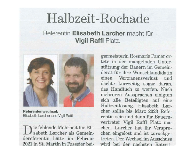 Tageszeitung - Halbzeit-Rochade