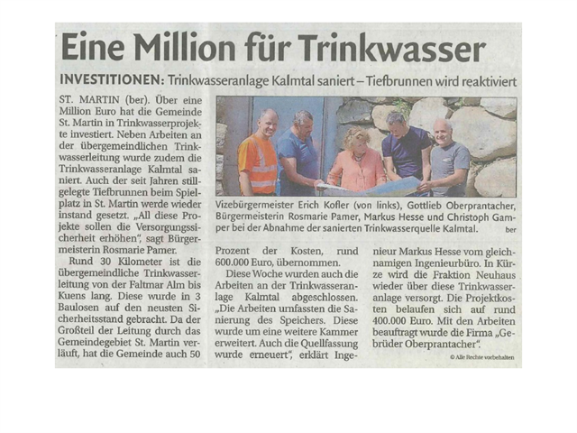 Dolomiten - Eine Million für Trinkwasser
